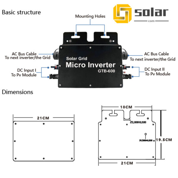 600w micro inverter compact size and weight