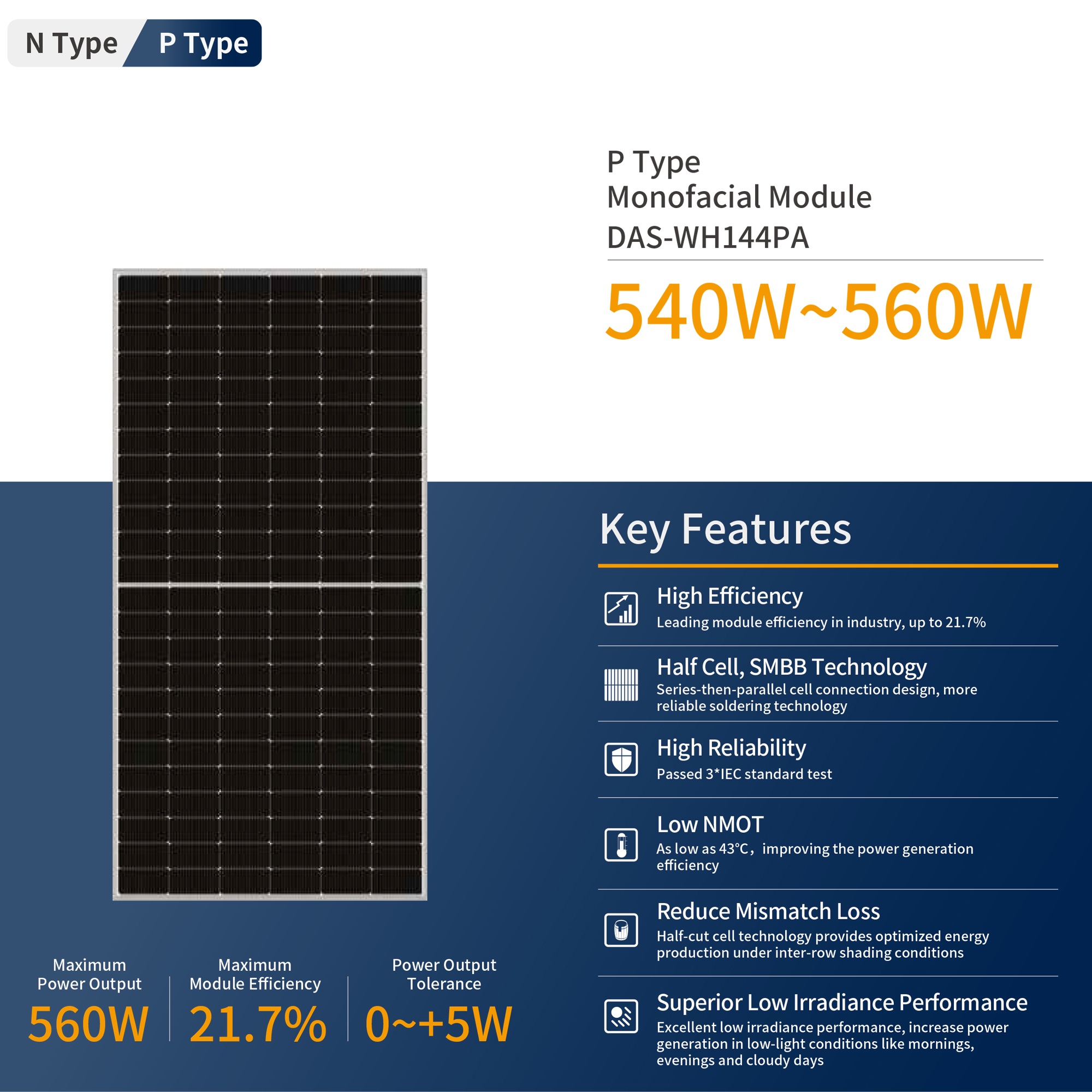 560W ptype mono solar panel