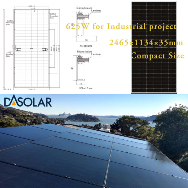 625W double glass panel compact size