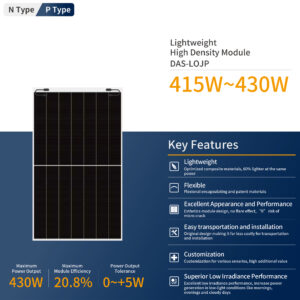 430W light weight flexible solar panel